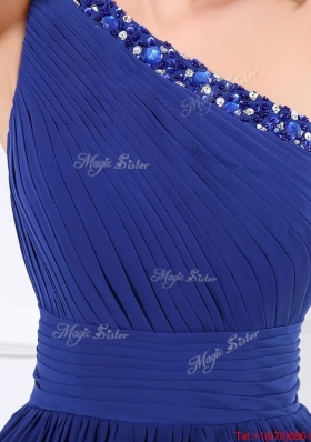 Fashionable Empire One Shoulder Prom Gowns with Beading for 2016