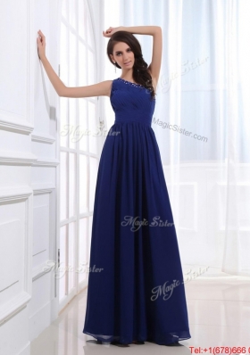 Fashionable Empire One Shoulder Prom Gowns with Beading for 2016