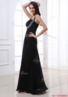 Fashionable Empire Straps Beading Prom Dresses in Black for 2016