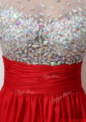 Fashionable Side Zipper Red Prom Dresses with Scoop