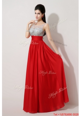 Fashionable Side Zipper Red Prom Dresses with Scoop