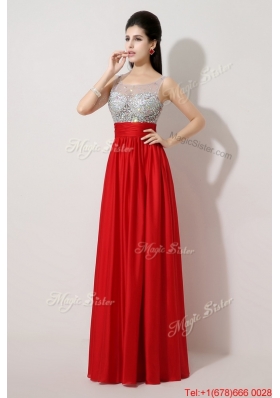 Fashionable Side Zipper Red Prom Dresses with Scoop