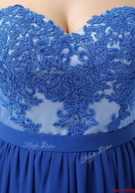 Hot Sale Sweetheart Blue Prom Dresses with Appliques