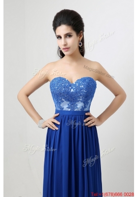 Hot Sale Sweetheart Blue Prom Dresses with Appliques