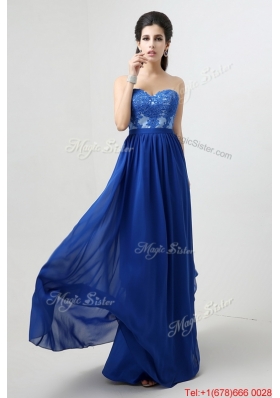 Hot Sale Sweetheart Blue Prom Dresses with Appliques