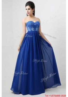 Hot Sale Sweetheart Blue Prom Dresses with Appliques