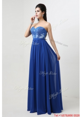 Hot Sale Sweetheart Blue Prom Dresses with Appliques