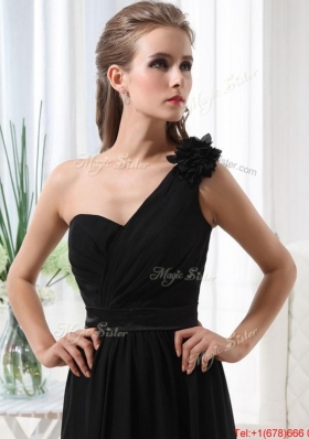 Modest Empire One Shoulder Prom Dresses with Belt