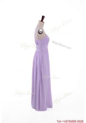 Most Popular 2016 Straps Lavender Long Prom Dresses with Ruching