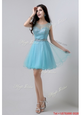 New Style A Line Scoop Open Back Prom Dresses with Beading