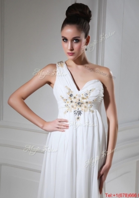 New Style Empire One Shoulder Prom Dresses with Beading and Sequins