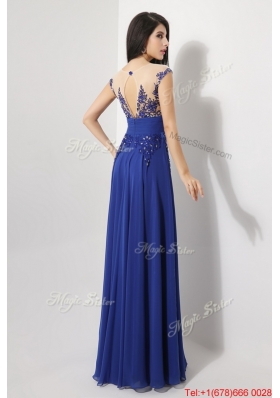 Perfect Cap Sleeves Prom Dresses with Appliques and Beading