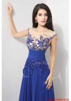 Perfect Cap Sleeves Prom Dresses with Appliques and Beading