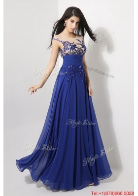 Perfect Cap Sleeves Prom Dresses with Appliques and Beading