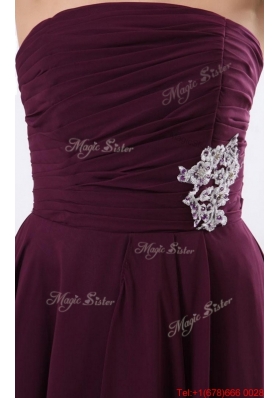 Perfect Strapless Brown Short Prom Dress with Appliques for 2016