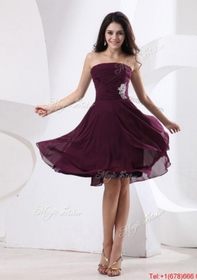 Perfect Strapless Brown Short Prom Dress with Appliques for 2016