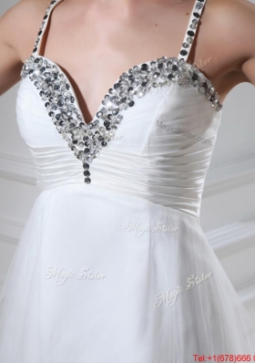 Perfect  Straps Beaded Tulle Prom Dresses in White