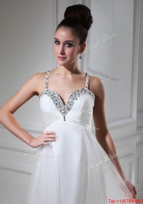 Perfect  Straps Beaded Tulle Prom Dresses in White