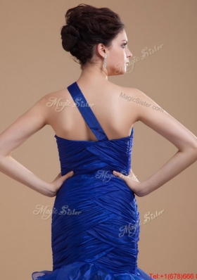 Pretty One Shoulder Ruffled Layers Prom Gowns with Mermaid