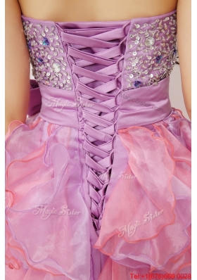 Pretty Sweetheart Bowknot and Beaded Short Prom Gowns in Multi Color for 2016