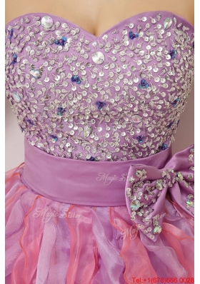 Pretty Sweetheart Bowknot and Beaded Short Prom Gowns in Multi Color for 2016