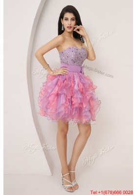 Pretty Sweetheart Bowknot and Beaded Short Prom Gowns in Multi Color for 2016