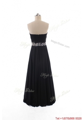 Simple Empire Strapless Beaded Prom Dresses in Black for 2016