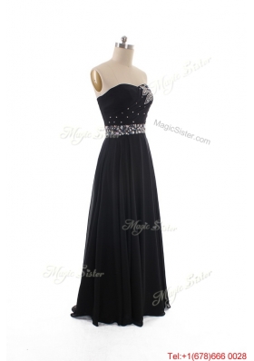 Simple Empire Strapless Beaded Prom Dresses in Black for 2016