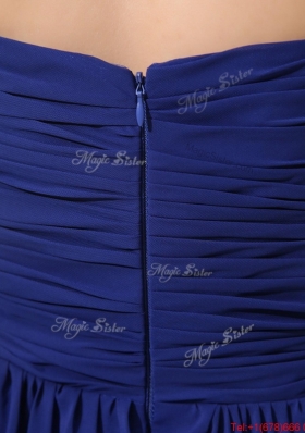 Simple Royal Blue Prom Dresses with Ruching for 2016