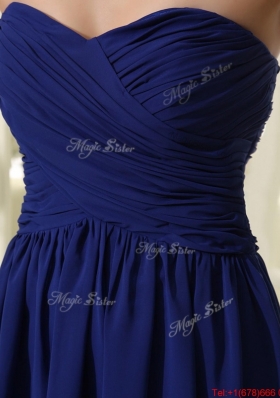 Simple Royal Blue Prom Dresses with Ruching for 2016