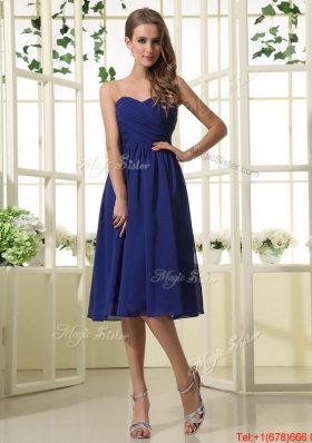 Simple Royal Blue Prom Dresses with Ruching for 2016