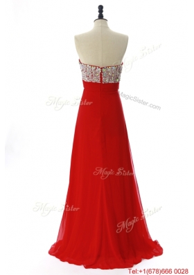 Vintage 2016 Winter Beading Red Prom Dresses with Sweep Train