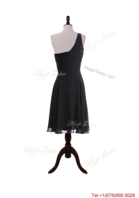 Vintage One Shoulder Black Short Prom Dresses