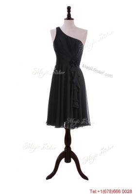 Vintage One Shoulder Black Short Prom Dresses