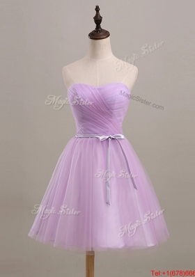 Vintage Ruching and Belt Short Prom Dresses in Lilac for 2016