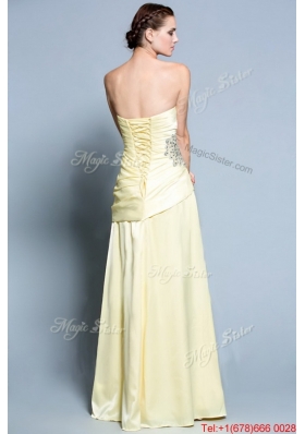 Wonderful Column Sweetheart Prom Dresses with Beading in Light Yellow