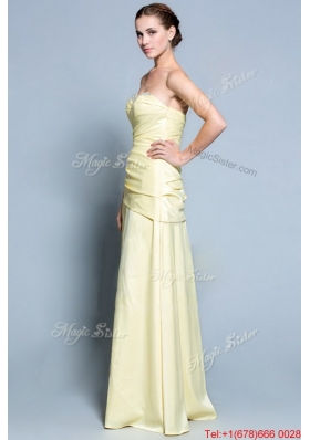 Wonderful Column Sweetheart Prom Dresses with Beading in Light Yellow