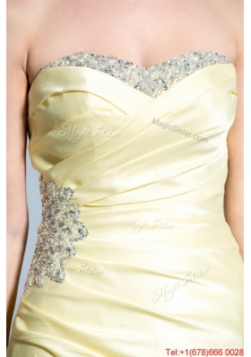 Wonderful Column Sweetheart Prom Dresses with Beading in Light Yellow