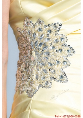 Wonderful Column Sweetheart Prom Dresses with Beading in Light Yellow