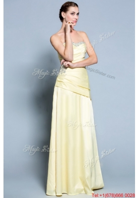 Wonderful Column Sweetheart Prom Dresses with Beading in Light Yellow