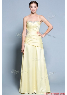Wonderful Column Sweetheart Prom Dresses with Beading in Light Yellow