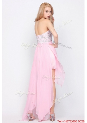 Wonderful Empire Sweetheart High Low Prom Dresses with Beading for 2016