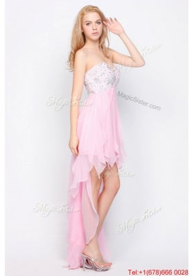 Wonderful Empire Sweetheart High Low Prom Dresses with Beading for 2016