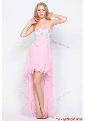 Wonderful Empire Sweetheart High Low Prom Dresses with Beading for 2016