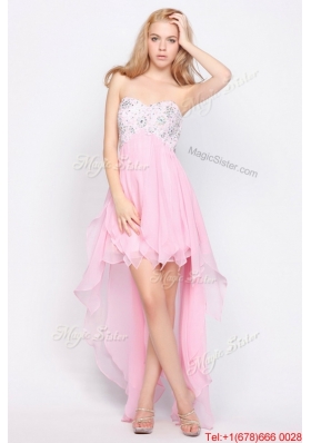 Wonderful Empire Sweetheart High Low Prom Dresses with Beading for 2016