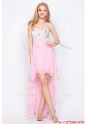 Wonderful Empire Sweetheart High Low Prom Dresses with Beading for 2016