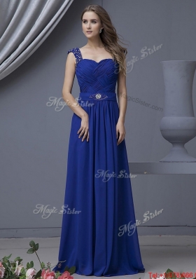 2016 Perfect Straps Beading Long Prom Dresses in Royal Blue