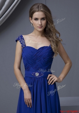 2016 Perfect Straps Beading Long Prom Dresses in Royal Blue