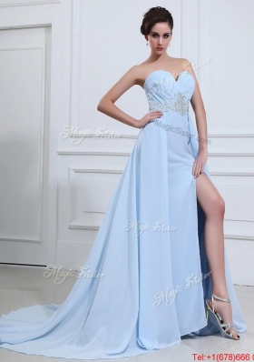 2016 Perfect Sweetheart Appliques and Beading Prom Dresses in Light Blue