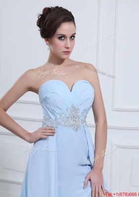 2016 Perfect Sweetheart Appliques and Beading Prom Dresses in Light Blue